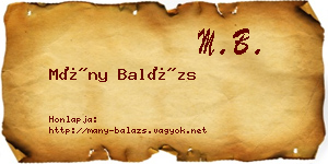 Mány Balázs névjegykártya